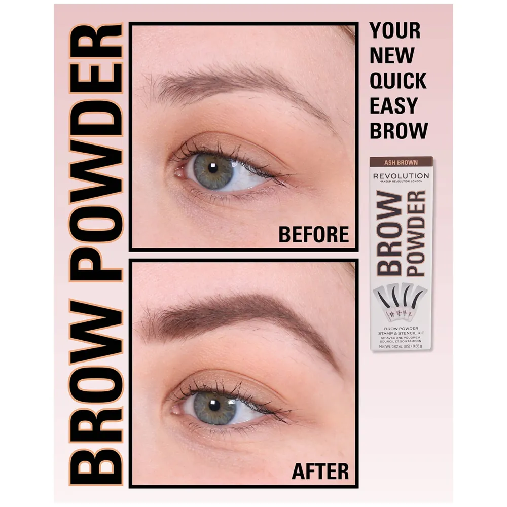 Revolution Beauty Makeup Revolution Brow Powder Stamp & Stencil Kit Ash Brown^ Brow Pomade|Brow Kit