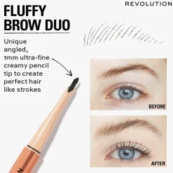 Revolution Beauty Makeup Revolution Fluffy Brow Filter Duo Medium Brown^ Brow Gel|Brow Pencil