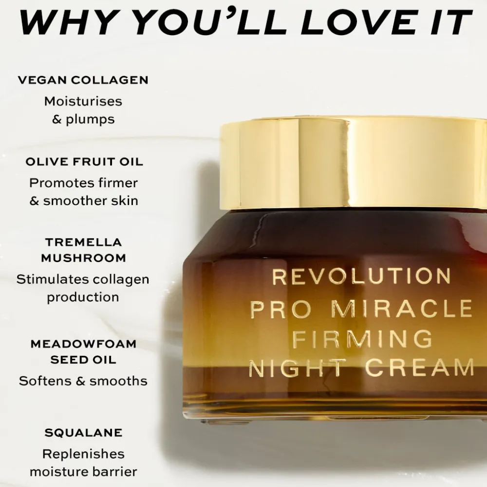 Revolution Beauty Revolution Pro Miracle Vegan Collagen Firming Night Cream^ Squalane|Tremella Mushroom