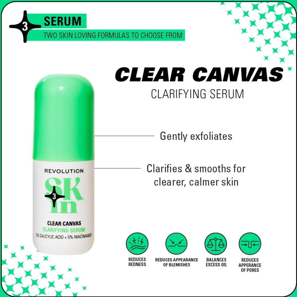 Revolution Beauty Revolution Skin Clear Canvas 5% Niacinamide & 2% Salicylic Acid Clarifying Serum 30ml^ Niacinamide|Dark Spots & Hyperpigmentation
