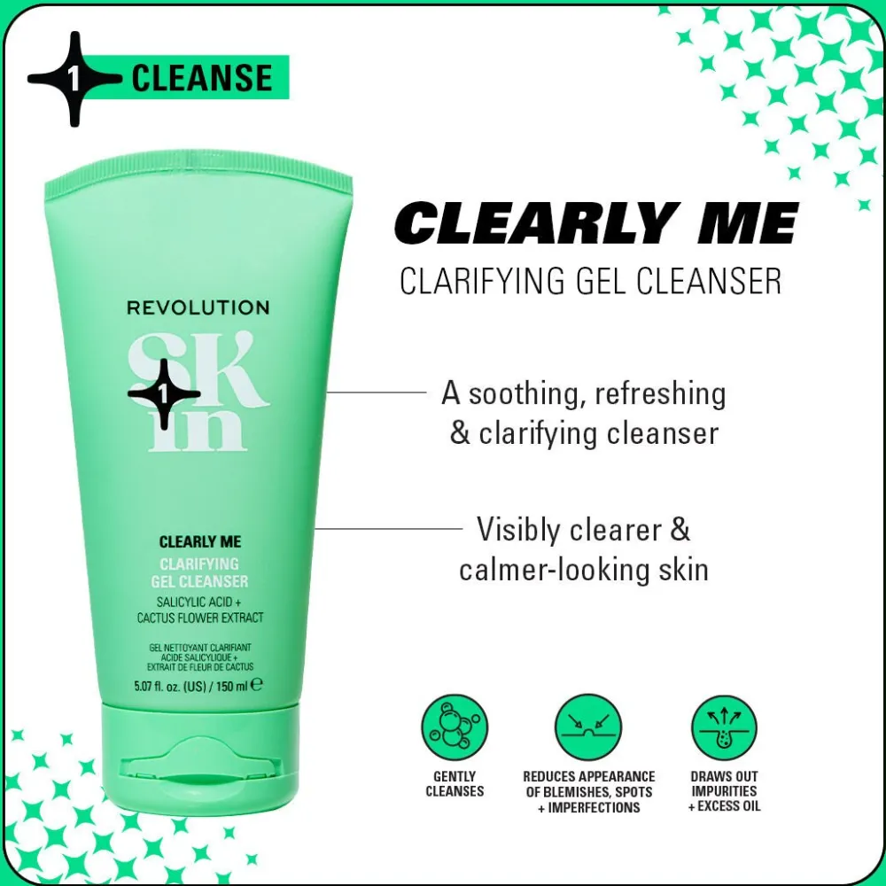 Revolution Beauty Revolution Skin Clearly Me 2% Salicylic Acid Clarifying Cleansing Gel 150ml^ Salicylic Acid|Dark Spots & Hyperpigmentation