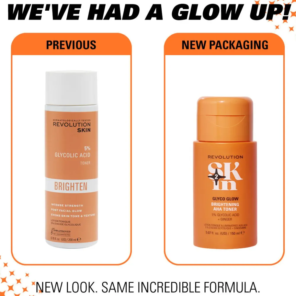 Revolution Beauty Revolution Skin Glyco Glow 5% Glycolic Acid & Ginger Brightening AHA Toner 150ml^ Dark Spots & Hyperpigmentation|Blackheads